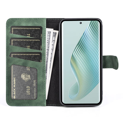 Dual Color Phone Shell for Honor Magic5 Splicing Leather Wallet Anti-Drop Cover Flip Stand Phone Case