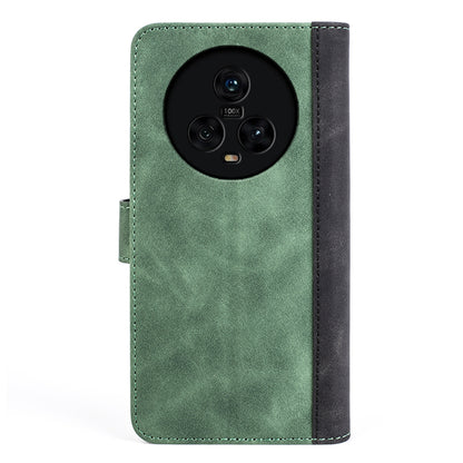 Dual Color Phone Shell for Honor Magic5 Splicing Leather Wallet Anti-Drop Cover Flip Stand Phone Case