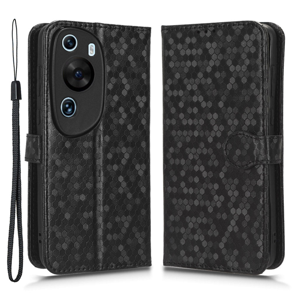 For Huawei P60 Art PU Leather Wallet Phone Case Dot Pattern Imprinted Stand Phone Cover