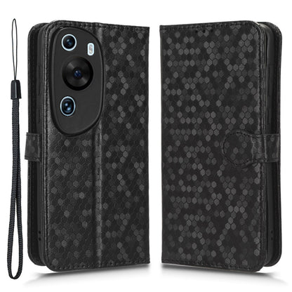 For Huawei P60 Art PU Leather Wallet Phone Case Dot Pattern Imprinted Stand Phone Cover