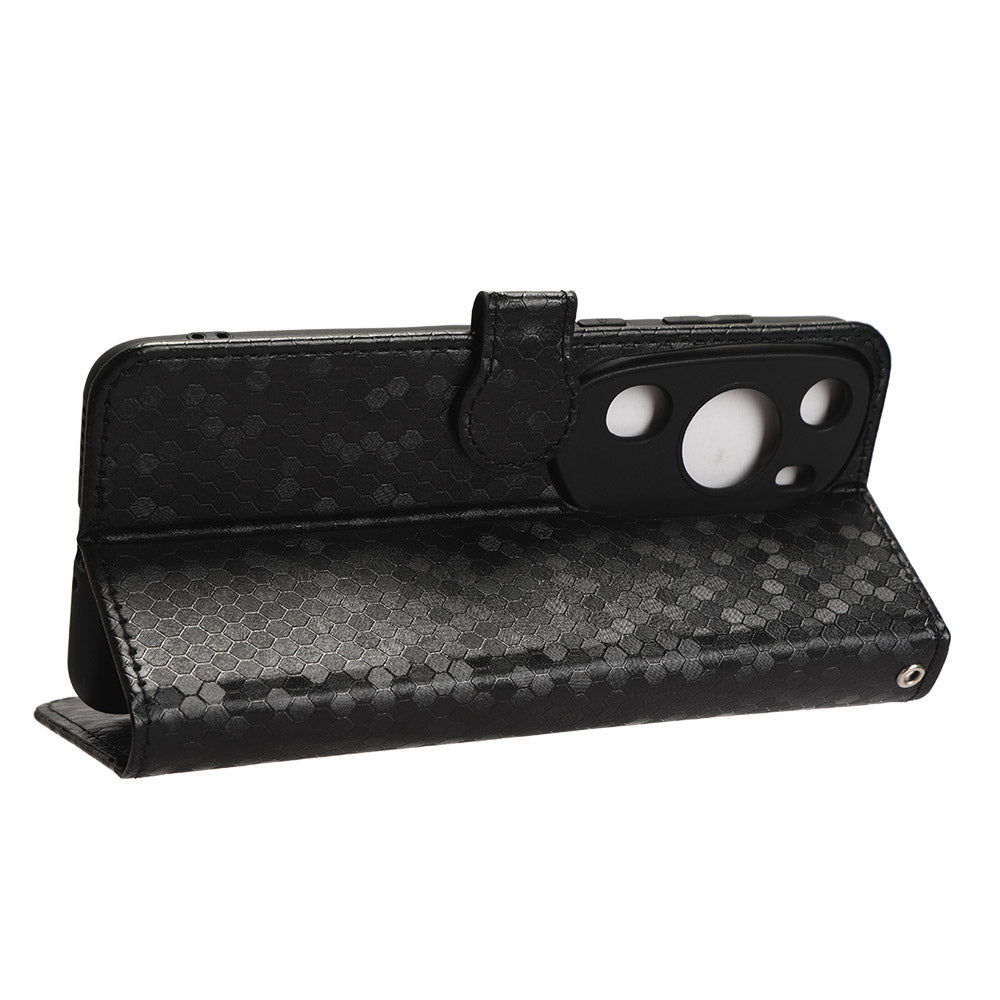 For Huawei P60 Art PU Leather Wallet Phone Case Dot Pattern Imprinted Stand Phone Cover