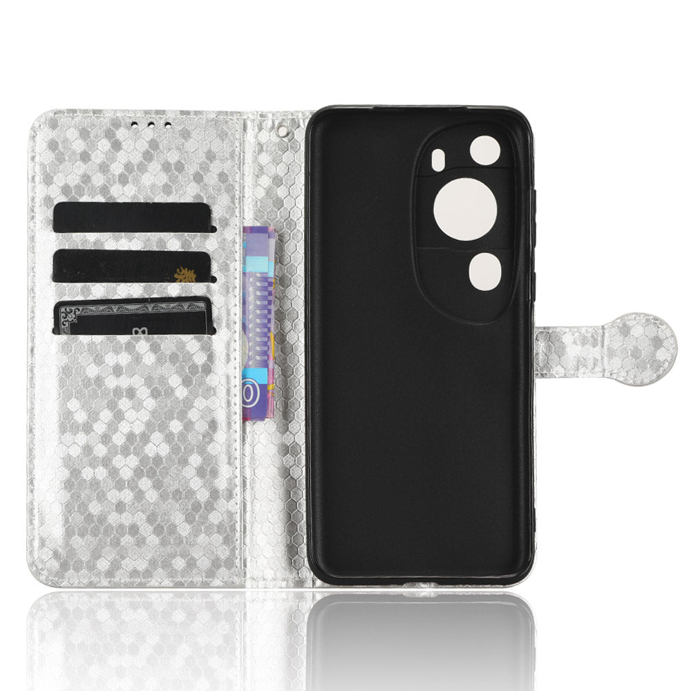 For Huawei P60 Art PU Leather Wallet Phone Case Dot Pattern Imprinted Stand Phone Cover