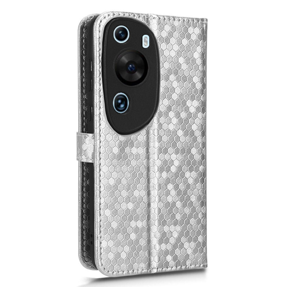 For Huawei P60 Art PU Leather Wallet Phone Case Dot Pattern Imprinted Stand Phone Cover
