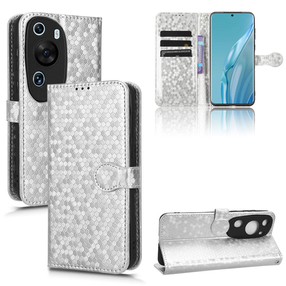 For Huawei P60 Art PU Leather Wallet Phone Case Dot Pattern Imprinted Stand Phone Cover