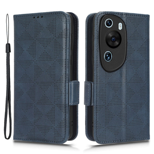 For Huawei P60 Art PU Leather+TPU Mobile Phone Case Imprinted Triangle Stand Wallet Shell