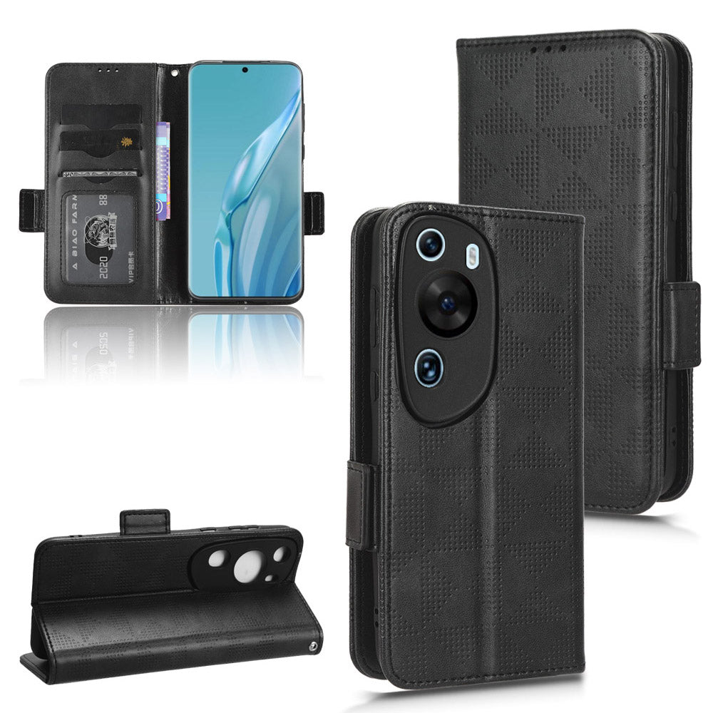 For Huawei P60 Art PU Leather+TPU Mobile Phone Case Imprinted Triangle Stand Wallet Shell