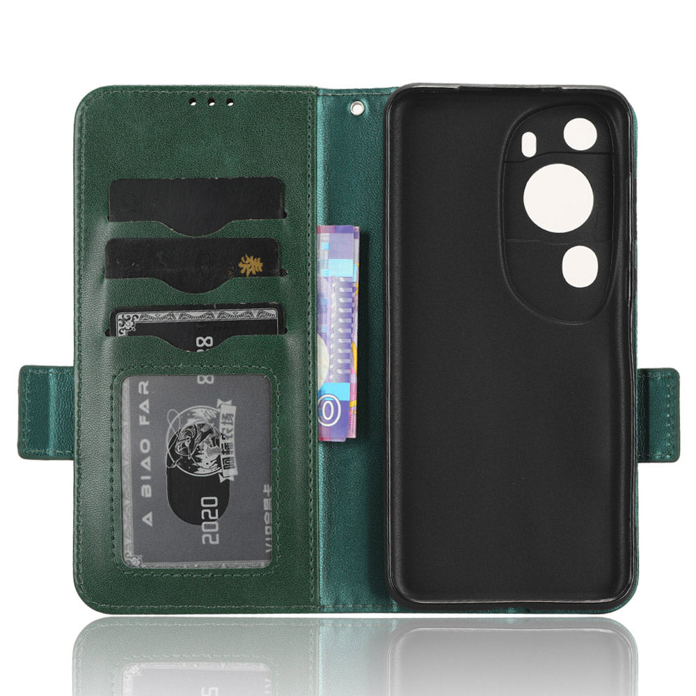 For Huawei P60 Art PU Leather+TPU Mobile Phone Case Imprinted Triangle Stand Wallet Shell