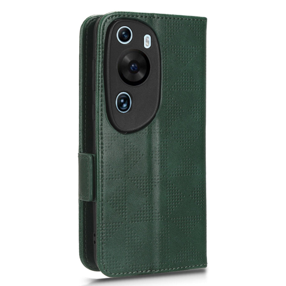 For Huawei P60 Art PU Leather+TPU Mobile Phone Case Imprinted Triangle Stand Wallet Shell