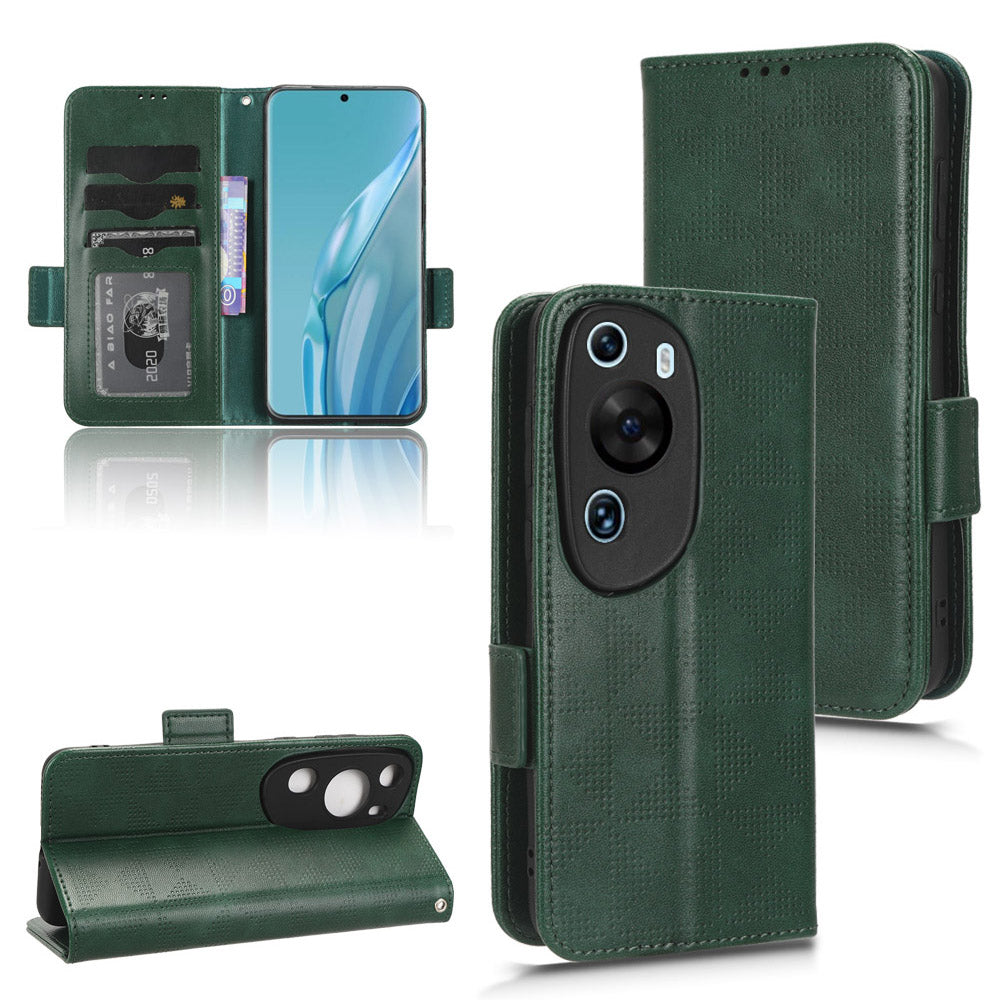 For Huawei P60 Art PU Leather+TPU Mobile Phone Case Imprinted Triangle Stand Wallet Shell
