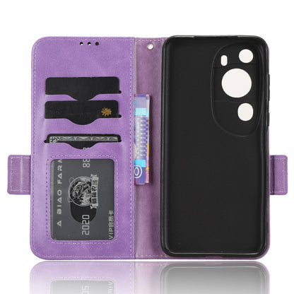 For Huawei P60 Art PU Leather+TPU Mobile Phone Case Imprinted Triangle Stand Wallet Shell
