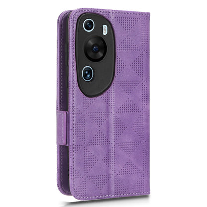 For Huawei P60 Art PU Leather+TPU Mobile Phone Case Imprinted Triangle Stand Wallet Shell