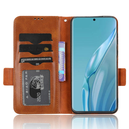 For Huawei P60 Art PU Leather+TPU Mobile Phone Case Imprinted Triangle Stand Wallet Shell
