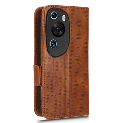 For Huawei P60 Art PU Leather+TPU Mobile Phone Case Imprinted Triangle Stand Wallet Shell