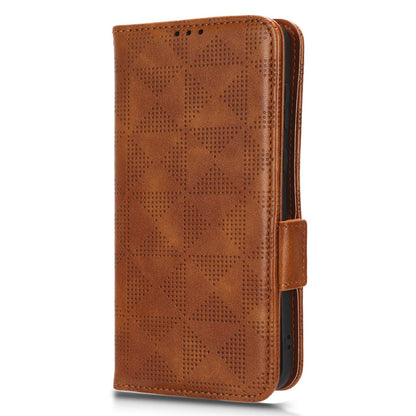 For Huawei P60 Art PU Leather+TPU Mobile Phone Case Imprinted Triangle Stand Wallet Shell