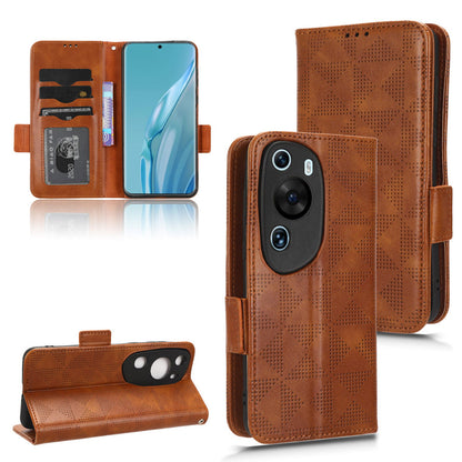 For Huawei P60 Art PU Leather+TPU Mobile Phone Case Imprinted Triangle Stand Wallet Shell
