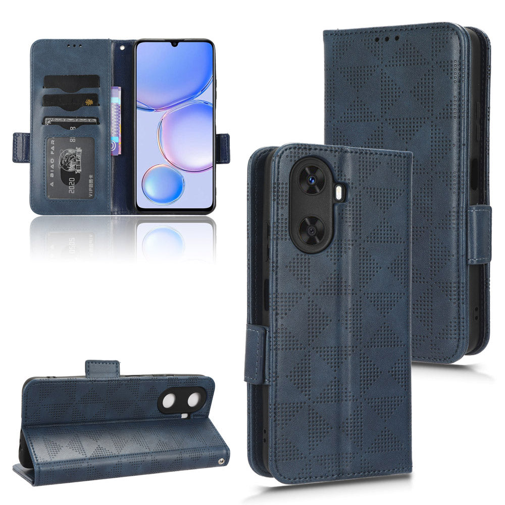 For Huawei Enjoy 60 Anti-Scratch PU Leather Stand Wallet Phone Case Imprinted Triangle Phone Cover