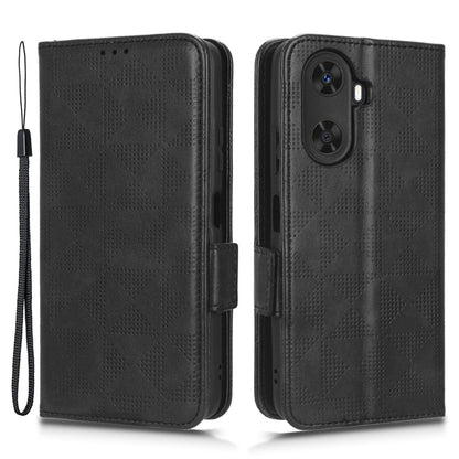 For Huawei Enjoy 60 Anti-Scratch PU Leather Stand Wallet Phone Case Imprinted Triangle Phone Cover