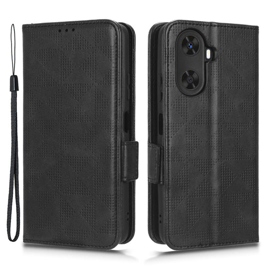 For Huawei Enjoy 60 Anti-Scratch PU Leather Stand Wallet Phone Case Imprinted Triangle Phone Cover
