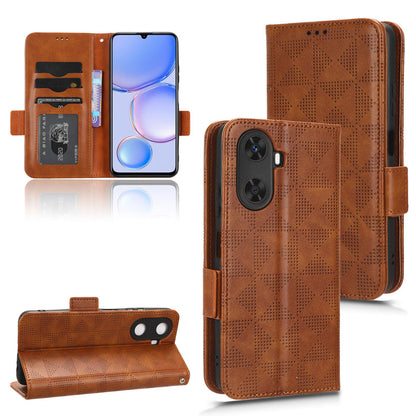 For Huawei Enjoy 60 Anti-Scratch PU Leather Stand Wallet Phone Case Imprinted Triangle Phone Cover