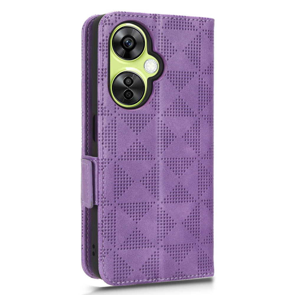 For OnePlus Nord CE 3 Lite 5G / Nord N30 5G Phone Case Imprinted Triangle Stand Wallet PU Leather Cover