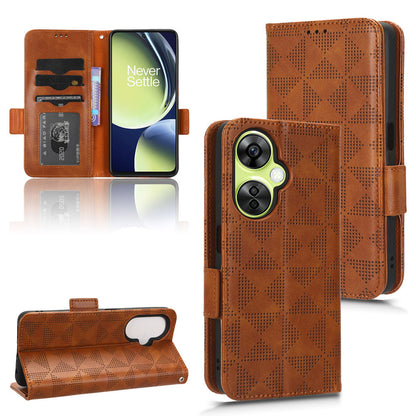 For OnePlus Nord CE 3 Lite 5G / Nord N30 5G Phone Case Imprinted Triangle Stand Wallet PU Leather Cover
