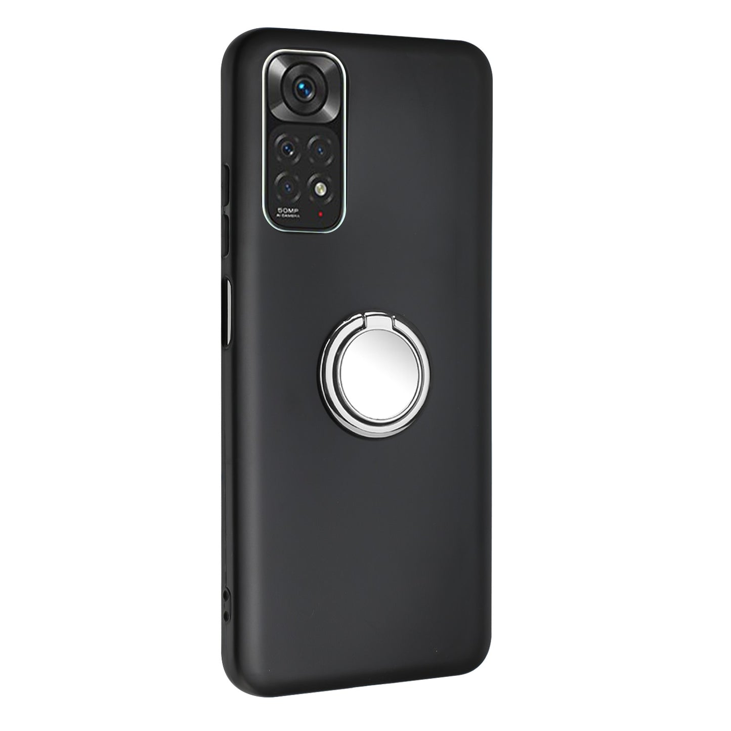 For Xiaomi Redmi Note 11S 4G / Note 11 4G (Qualcomm) Matte TPU Phone Case Ring Kickstand Cover Works for Magnetic Car Mount