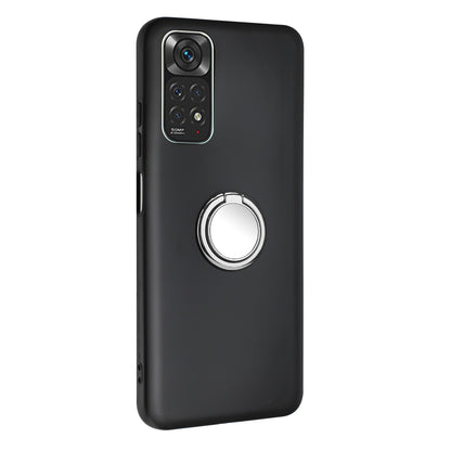 Matte TPU Phone Case for Xiaomi Redmi Note 12 Pro 4G / 11 Pro 4G (MediaTek) / Note 11 Pro 5G (Qualcomm) Ring Kickstand Cover Works for Magnetic Car Mount