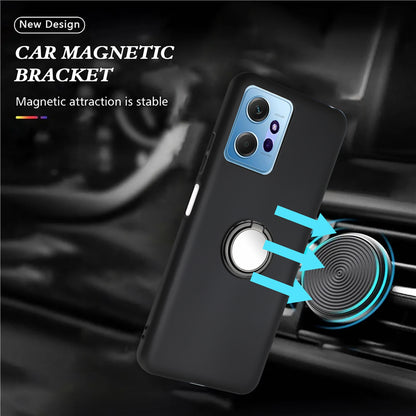 Ring Kickstand Cover for Xiaomi Redmi Note 12 4G Matte TPU Phone Case Works for Magnetic Car Mount