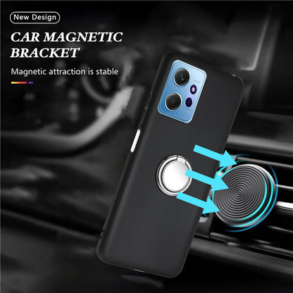 Ring Kickstand Cover for Xiaomi Redmi Note 12 4G Matte TPU Phone Case Works for Magnetic Car Mount