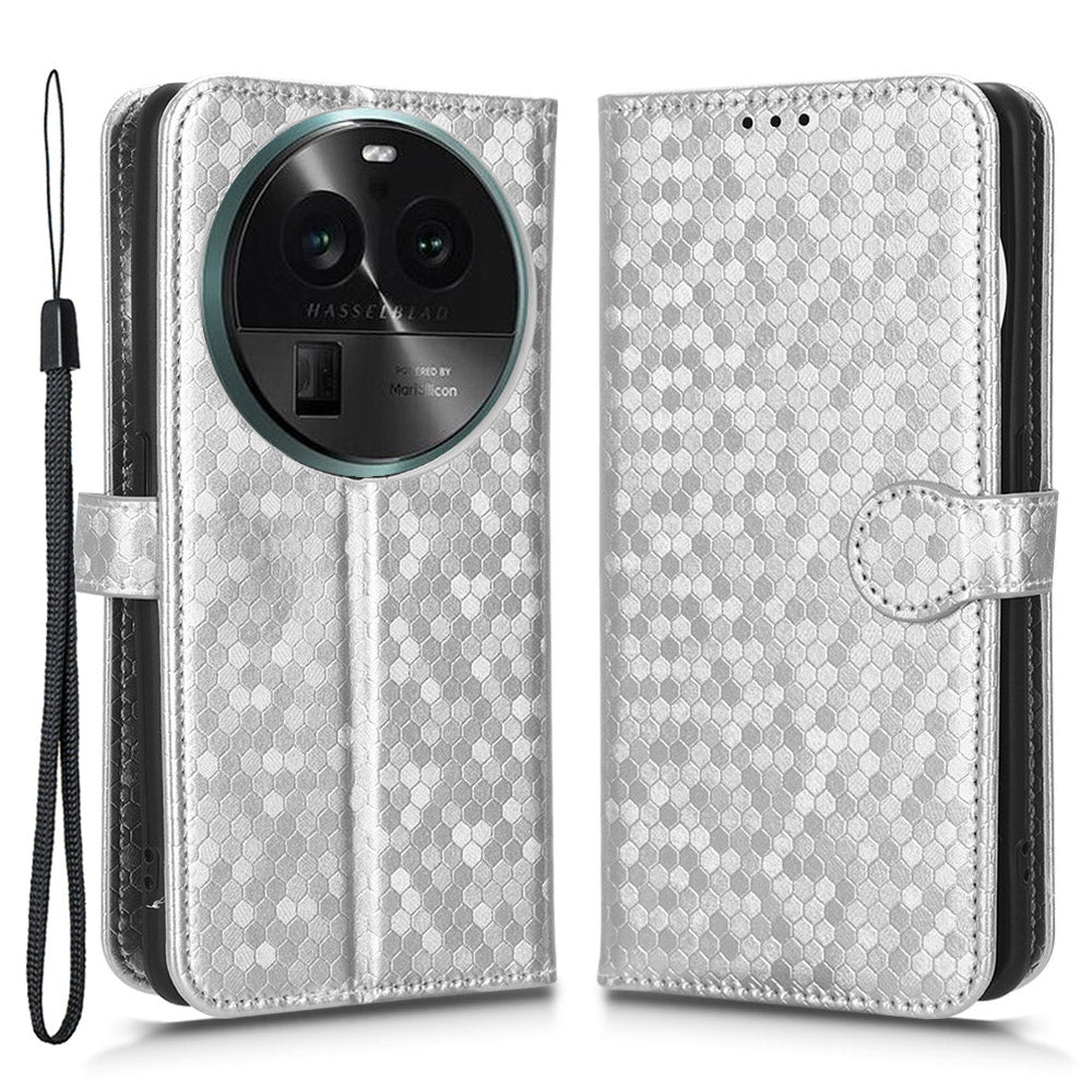 PU Leather Cover for Oppo Find X6 Pro Dot Pattern Imprinted Wallet Phone Case with Stand