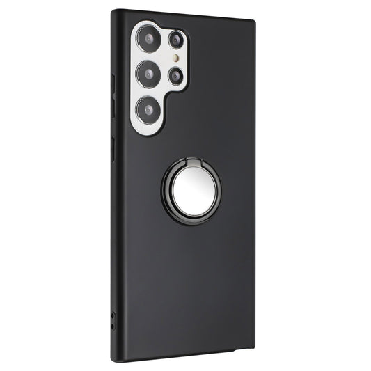 TPU Matte Phone Case for Samsung Galaxy S23 Ultra Anti-drop Ring Kickstand Cover Works for Magnetic Car Mount