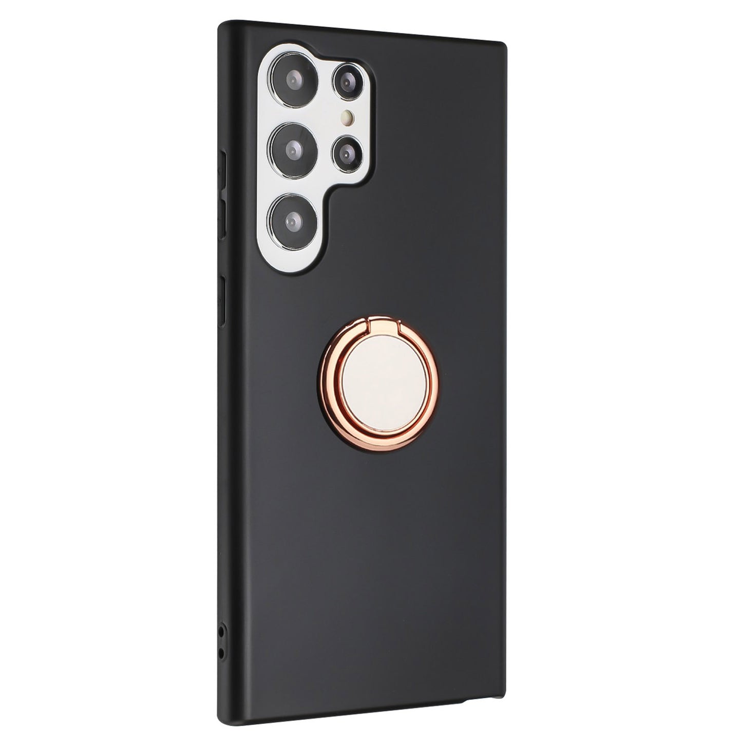 TPU Matte Phone Case for Samsung Galaxy S23 Ultra Anti-drop Ring Kickstand Cover Works for Magnetic Car Mount