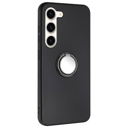 Shockproof Back Cover for Samsung Galaxy S23+ TPU Matte Phone Case with Ring Kickstand