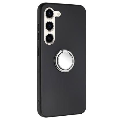 Shockproof Back Cover for Samsung Galaxy S23+ TPU Matte Phone Case with Ring Kickstand