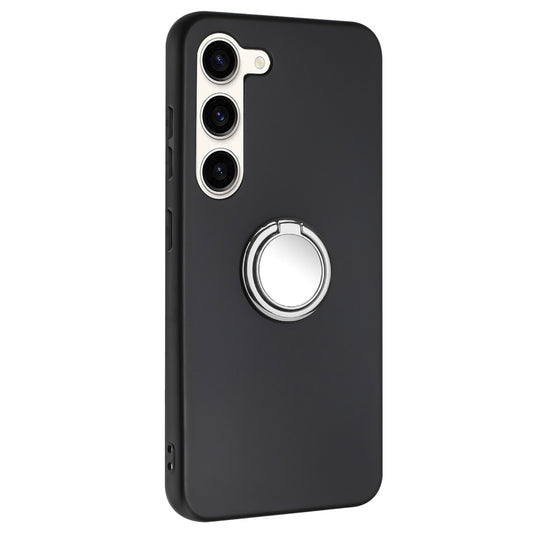 Shockproof Back Cover for Samsung Galaxy S23+ TPU Matte Phone Case with Ring Kickstand