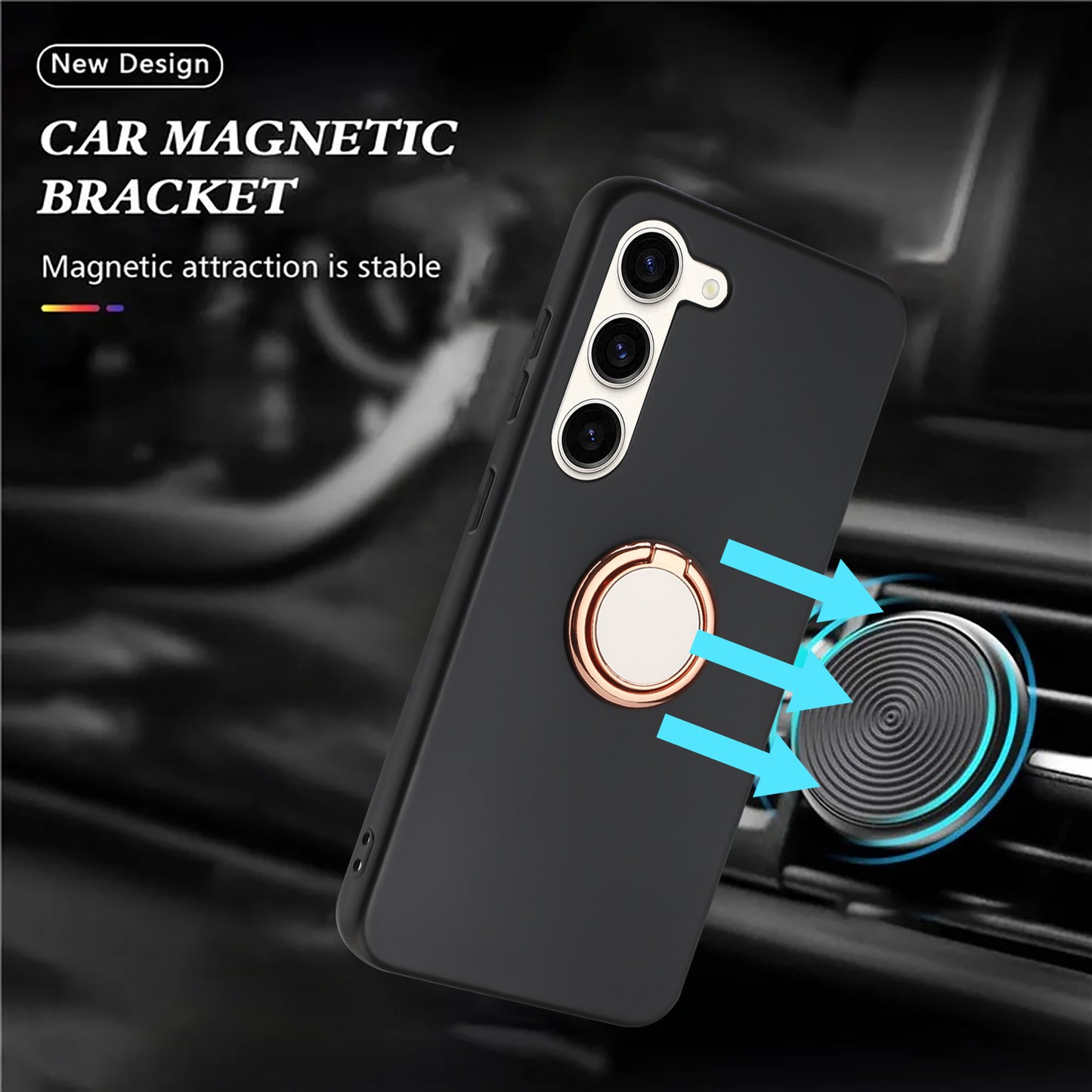 Anti-fall Back Cover for Samsung Galaxy S23 TPU Matte Phone Case with Ring Kickstand