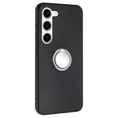 Anti-fall Back Cover for Samsung Galaxy S23 TPU Matte Phone Case with Ring Kickstand
