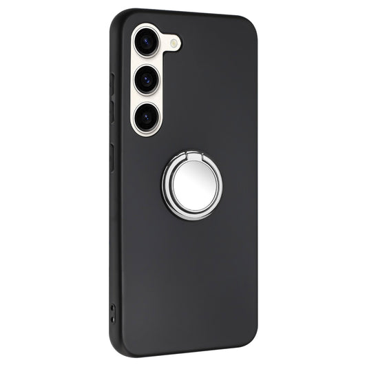 Anti-fall Back Cover for Samsung Galaxy S23 TPU Matte Phone Case with Ring Kickstand
