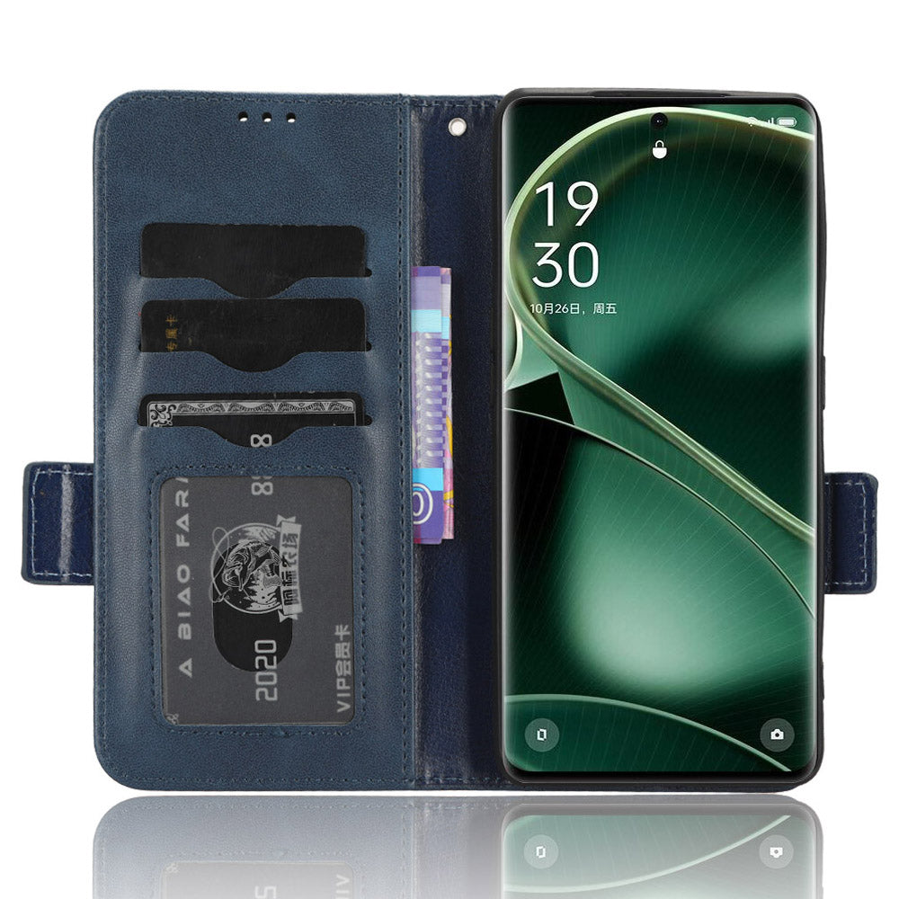 For Oppo Find X6 Pro Anti-fingerprint Phone Cover Wallet PU Leather Phone Shell Imprinted Triangle Stand Case