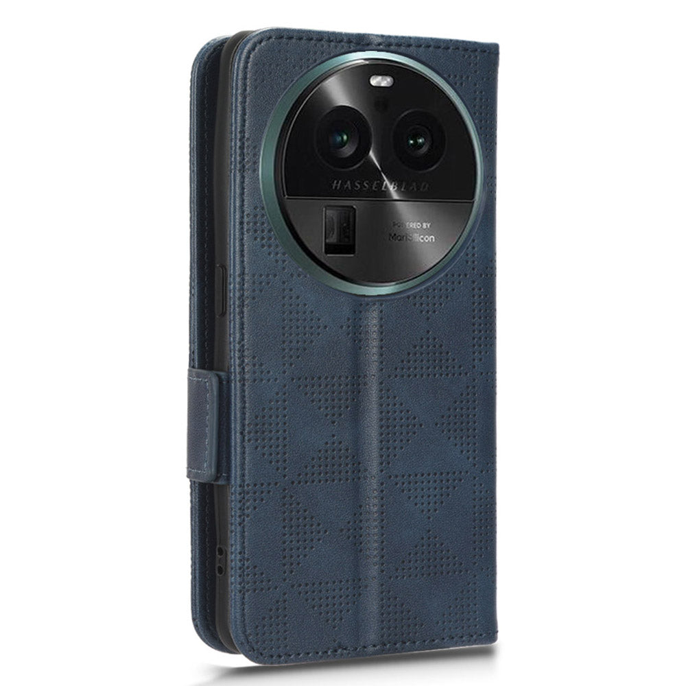 For Oppo Find X6 Pro Anti-fingerprint Phone Cover Wallet PU Leather Phone Shell Imprinted Triangle Stand Case