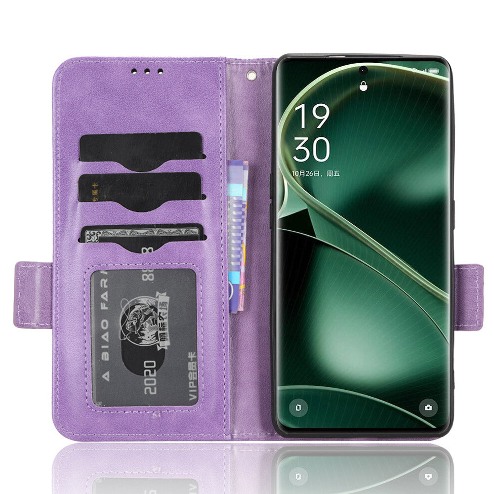 For Oppo Find X6 Pro Anti-fingerprint Phone Cover Wallet PU Leather Phone Shell Imprinted Triangle Stand Case