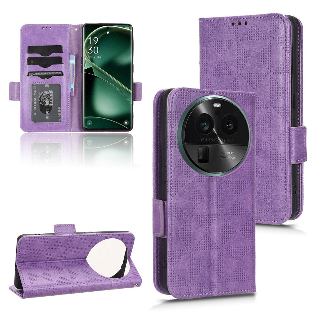 For Oppo Find X6 Pro Anti-fingerprint Phone Cover Wallet PU Leather Phone Shell Imprinted Triangle Stand Case