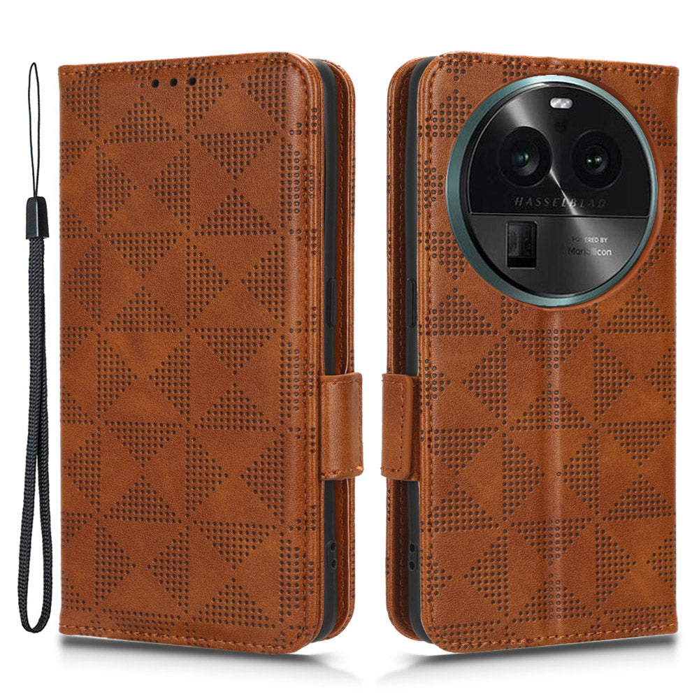 For Oppo Find X6 Pro Anti-fingerprint Phone Cover Wallet PU Leather Phone Shell Imprinted Triangle Stand Case