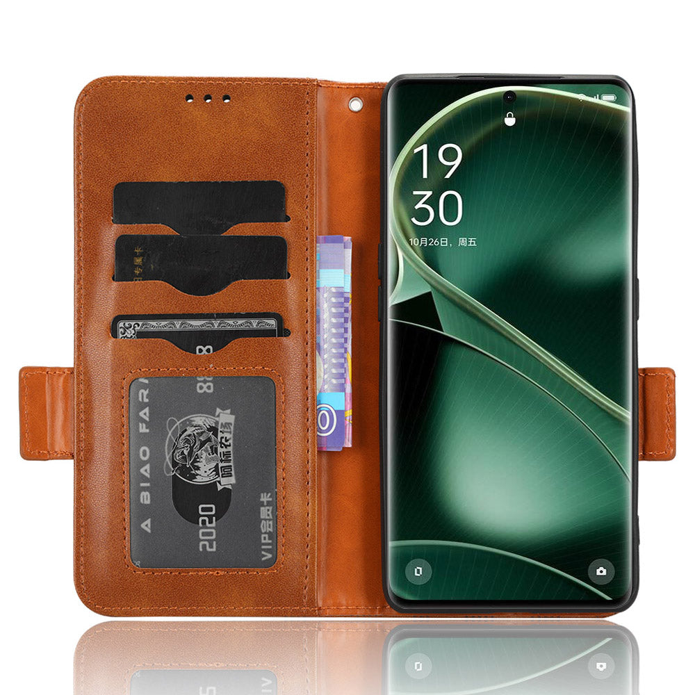 For Oppo Find X6 Pro Anti-fingerprint Phone Cover Wallet PU Leather Phone Shell Imprinted Triangle Stand Case