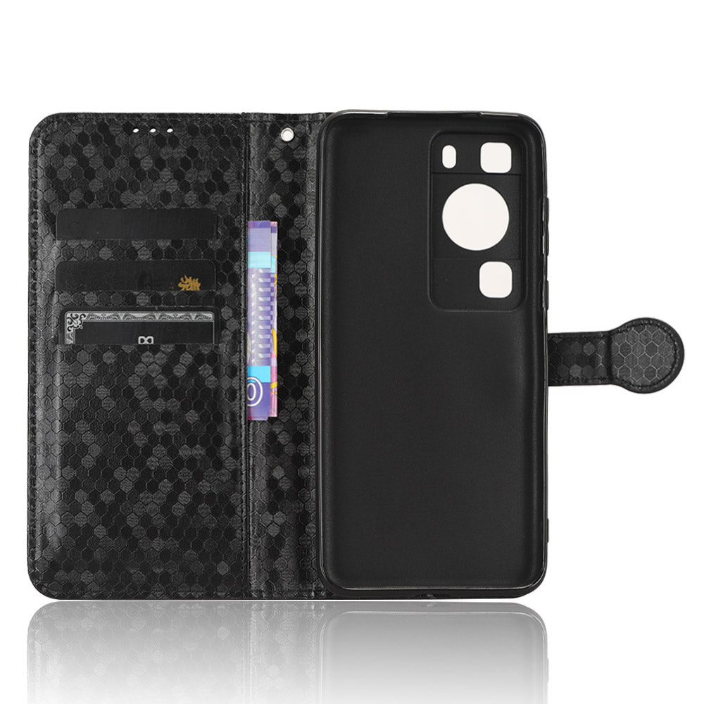 For Huawei P60 / P60 Pro Shockproof Case PU Leather Flip Cover Dot Pattern Imprinted Phone Case with Wallet