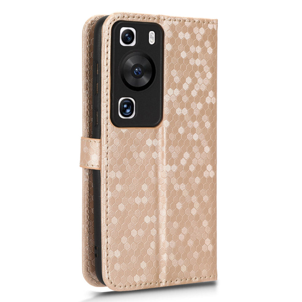 For Huawei P60 / P60 Pro Shockproof Case PU Leather Flip Cover Dot Pattern Imprinted Phone Case with Wallet