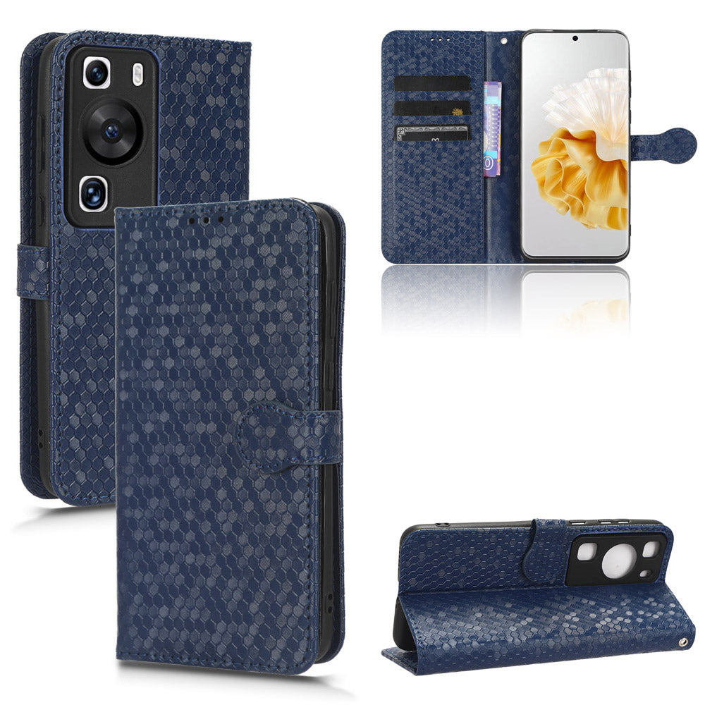 For Huawei P60 / P60 Pro Shockproof Case PU Leather Flip Cover Dot Pattern Imprinted Phone Case with Wallet