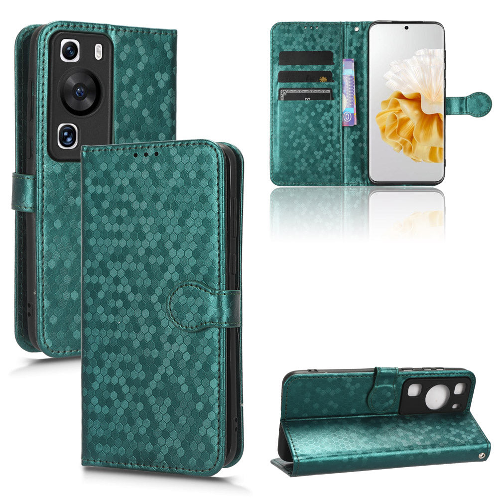 For Huawei P60 / P60 Pro Shockproof Case PU Leather Flip Cover Dot Pattern Imprinted Phone Case with Wallet