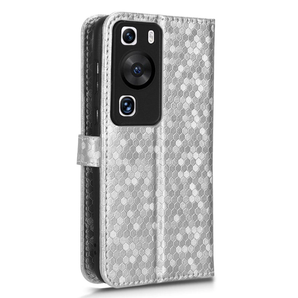 For Huawei P60 / P60 Pro Shockproof Case PU Leather Flip Cover Dot Pattern Imprinted Phone Case with Wallet