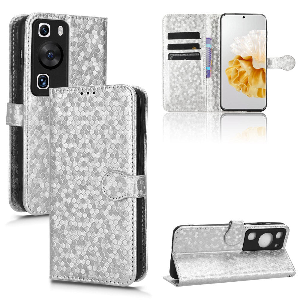 For Huawei P60 / P60 Pro Shockproof Case PU Leather Flip Cover Dot Pattern Imprinted Phone Case with Wallet
